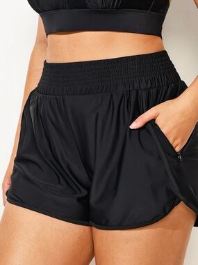 NWT Black High-Waist Swim Shorts